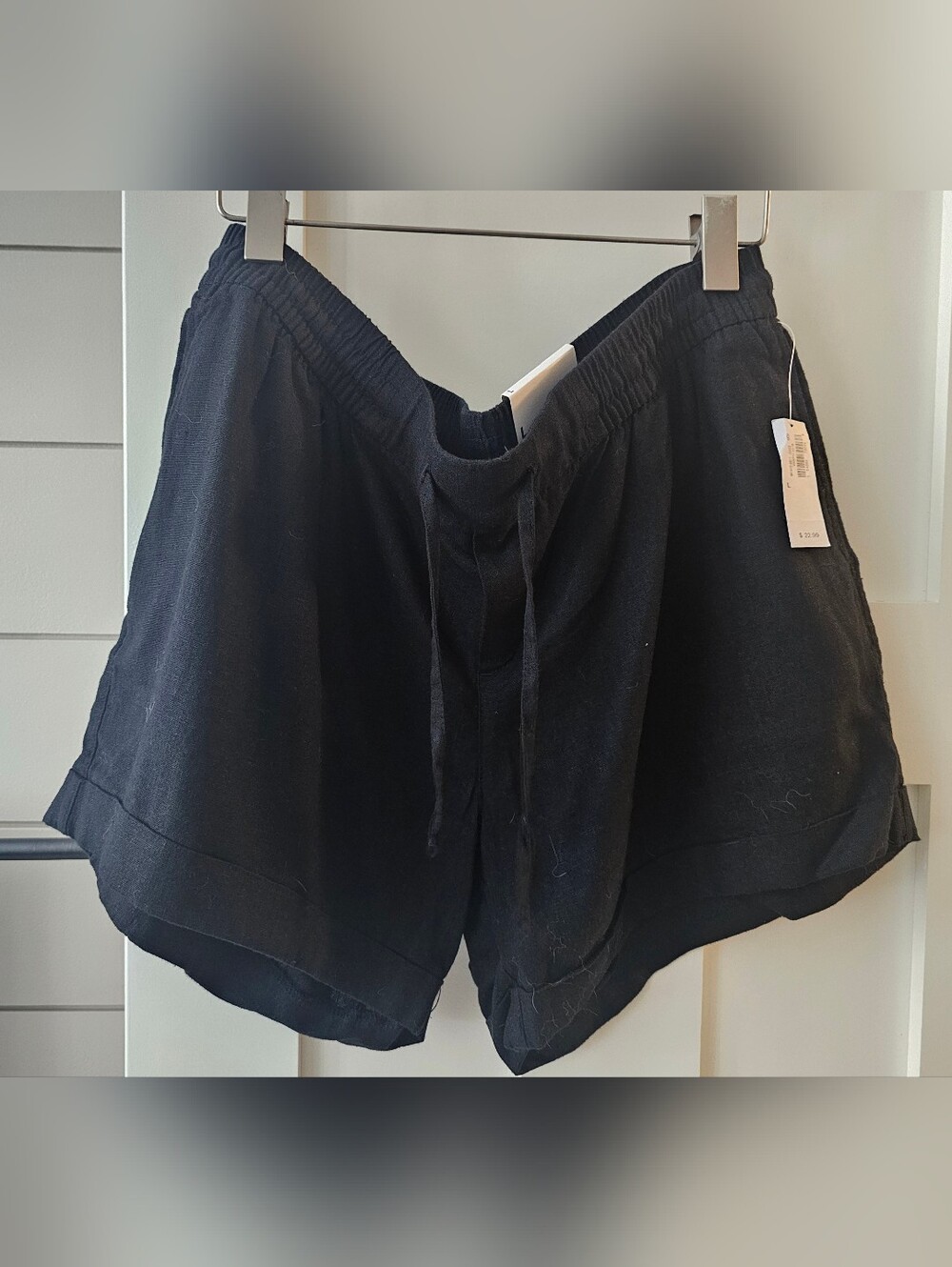 Old Navy Black Women's Drawstring Linen Blend Shorts